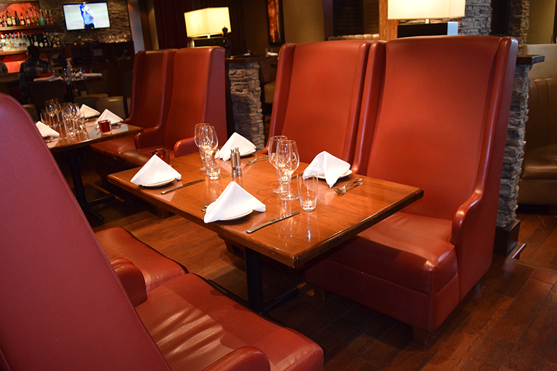 Red elegant seating in a restaurant